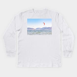 Kite Surfing Skaha Lake in Penticton Kids Long Sleeve T-Shirt